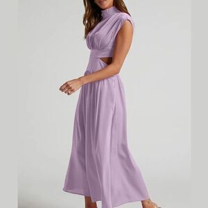 Cutout Mock Neck Sleeveless Dress Lavender Maxi Sz Large